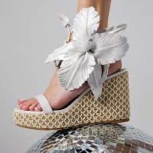 Cecelia New York Lily Platform Wedge Sandal in Alabaster Multi